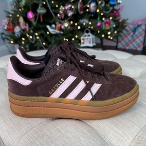 Adidas Gazelle Bold Brown and Pink Shoes